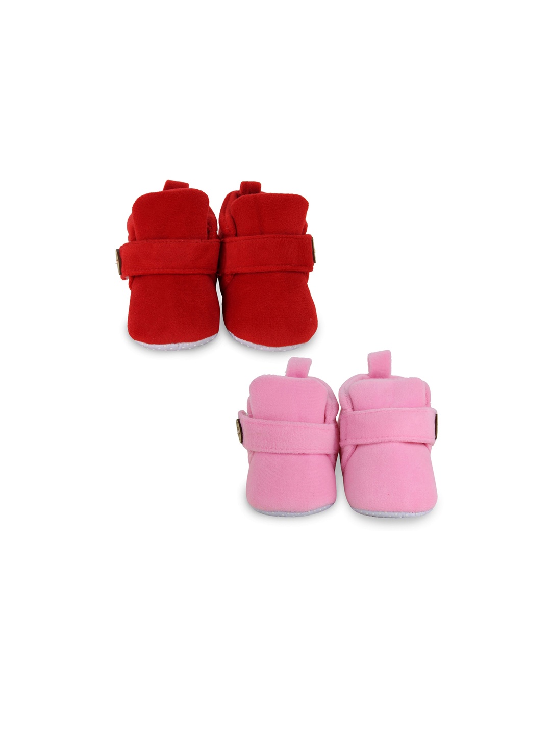 

BAESD Infants Set Of 2 Anti-Skid Sole Velvet Booties, Red