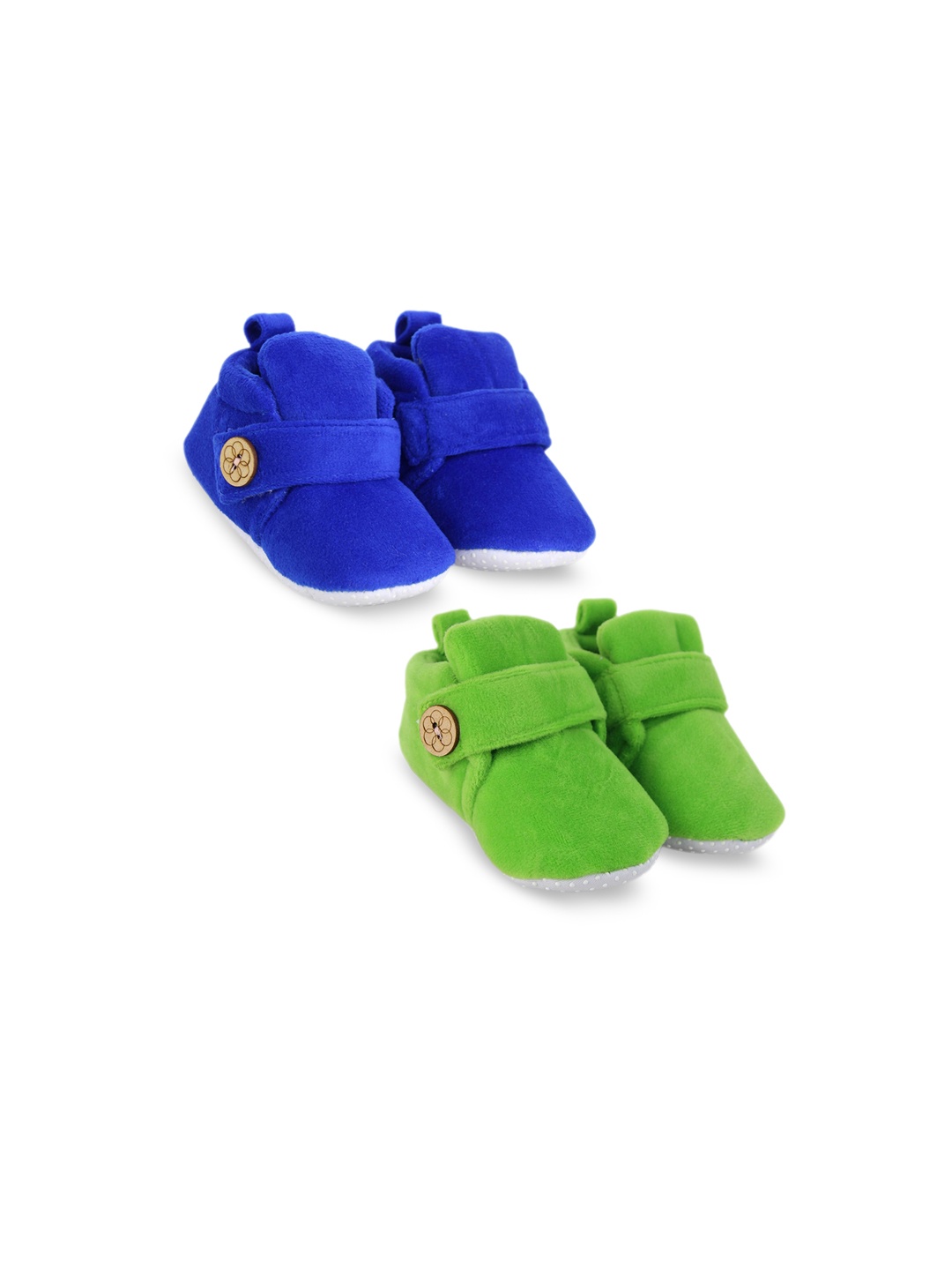 

BAESD Infants Set Of 2 Anti-Skid Sole Velvet Booties, Blue