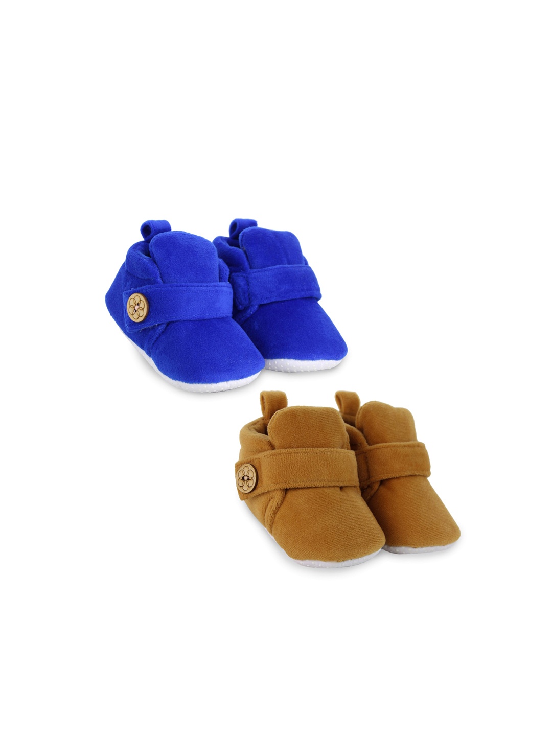 

BAESD Infants Set Of 2 Anti-Skid Sole Velvet Booties, Blue