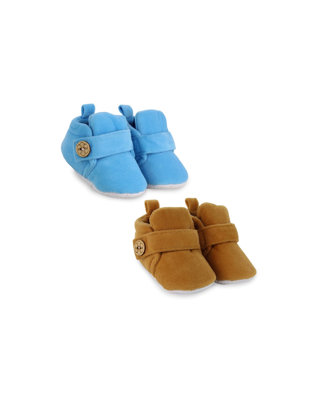 

BAESD Infants Set Of 2 Anti-Skid Sole Velvet Booties, Blue
