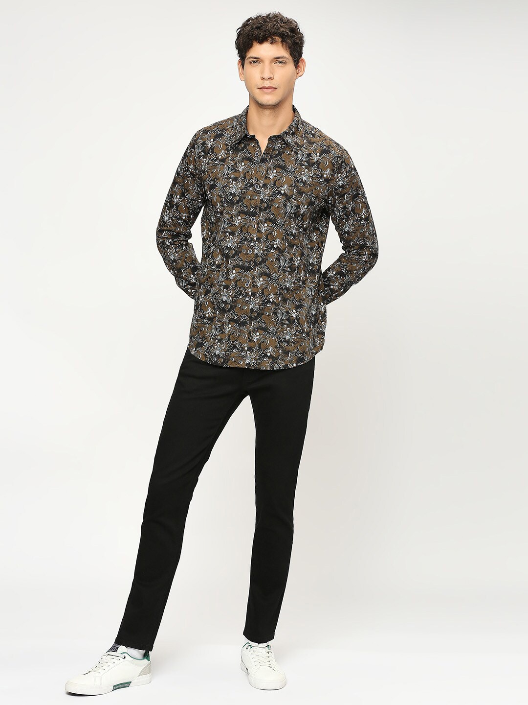 

Pepe Jeans Floral Printed Cotton Casual Shirt, Black