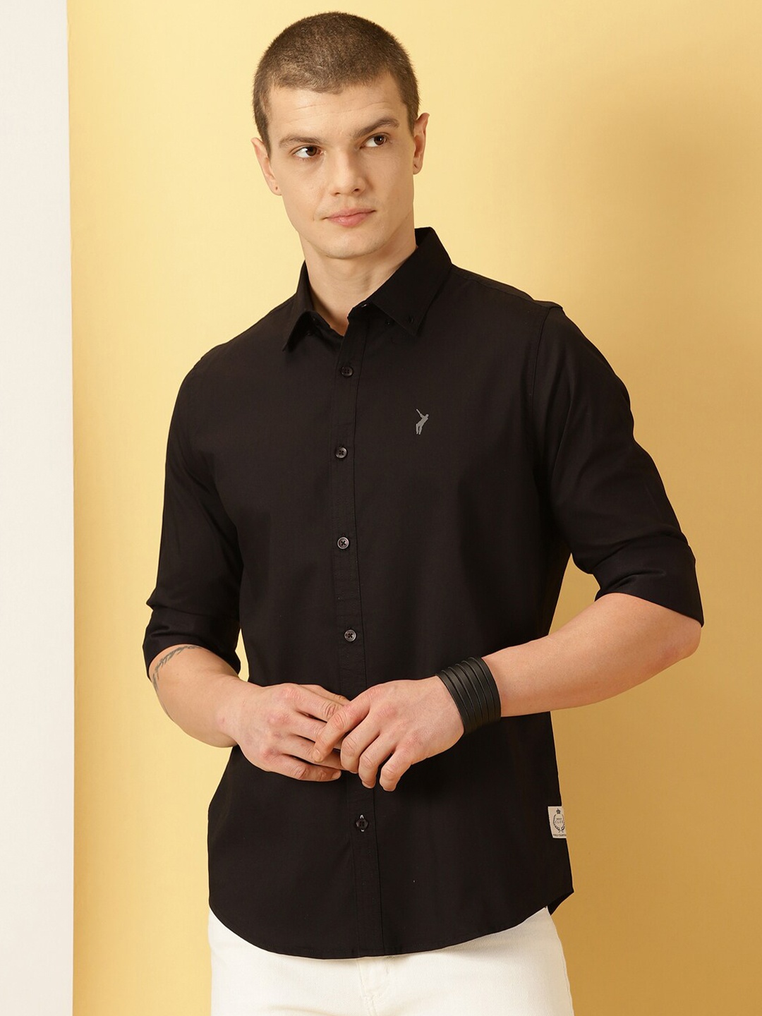 

Thomas Scott Spread Collar Cotton Casual Shirt, Black