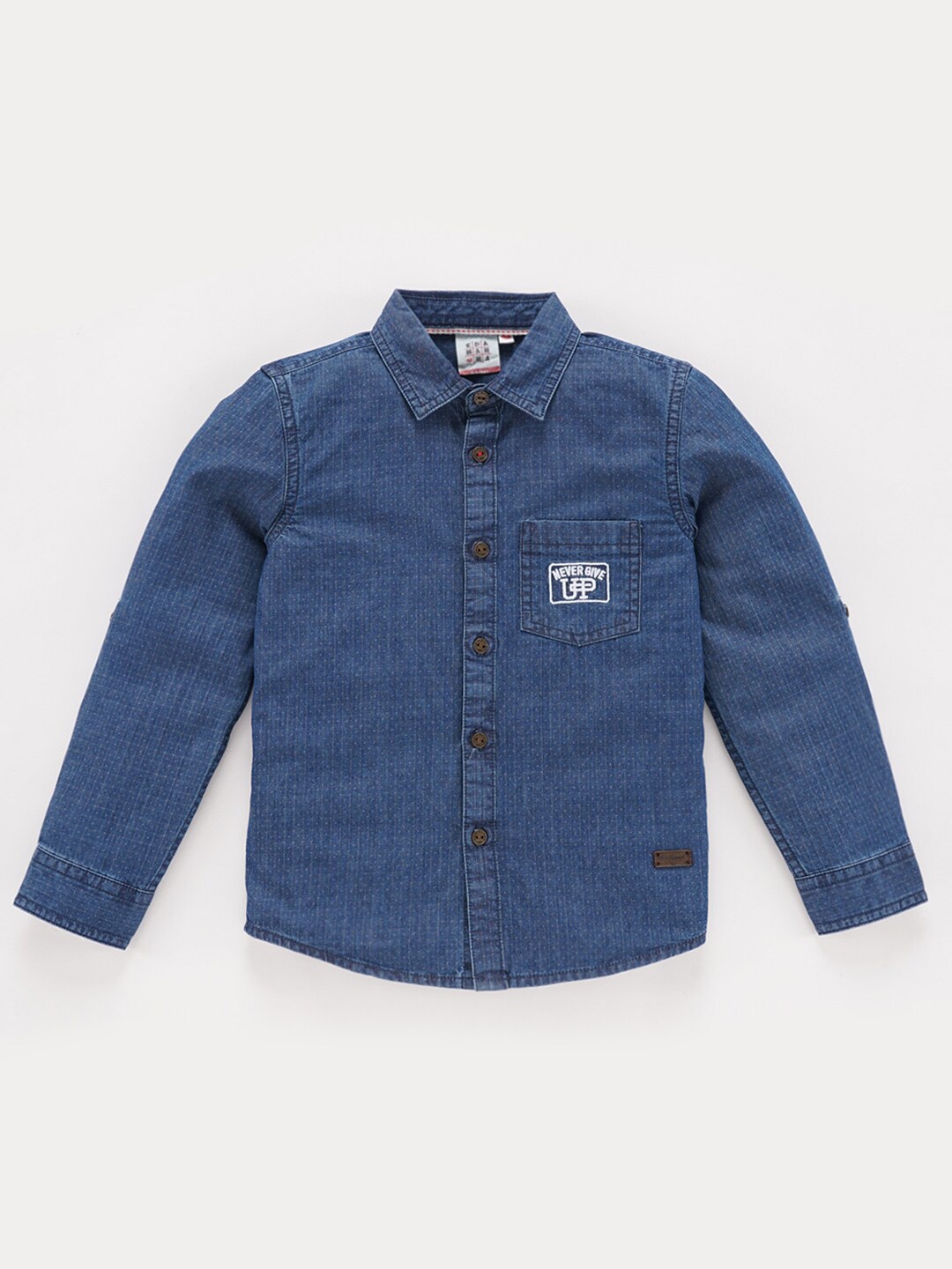

Ed-a-Mamma Boys Spread Collar Dobby Casual Cotton Shirt, Navy blue
