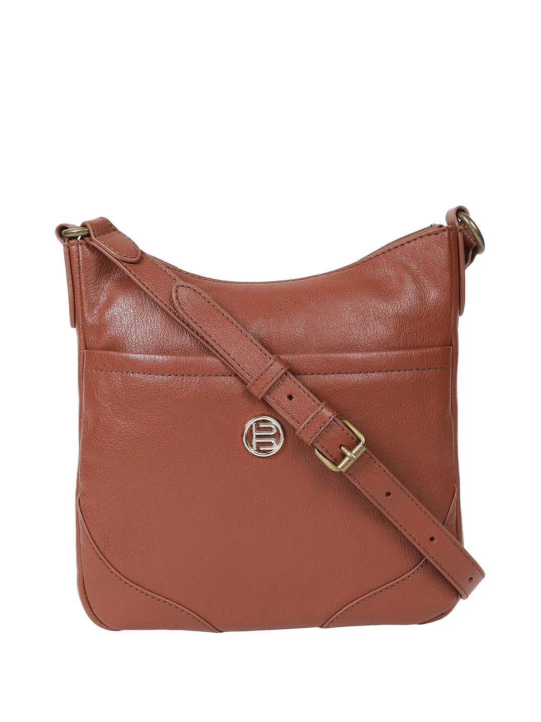 

BAGATT Campania Women Textured Leather Messenger Bag, Brown