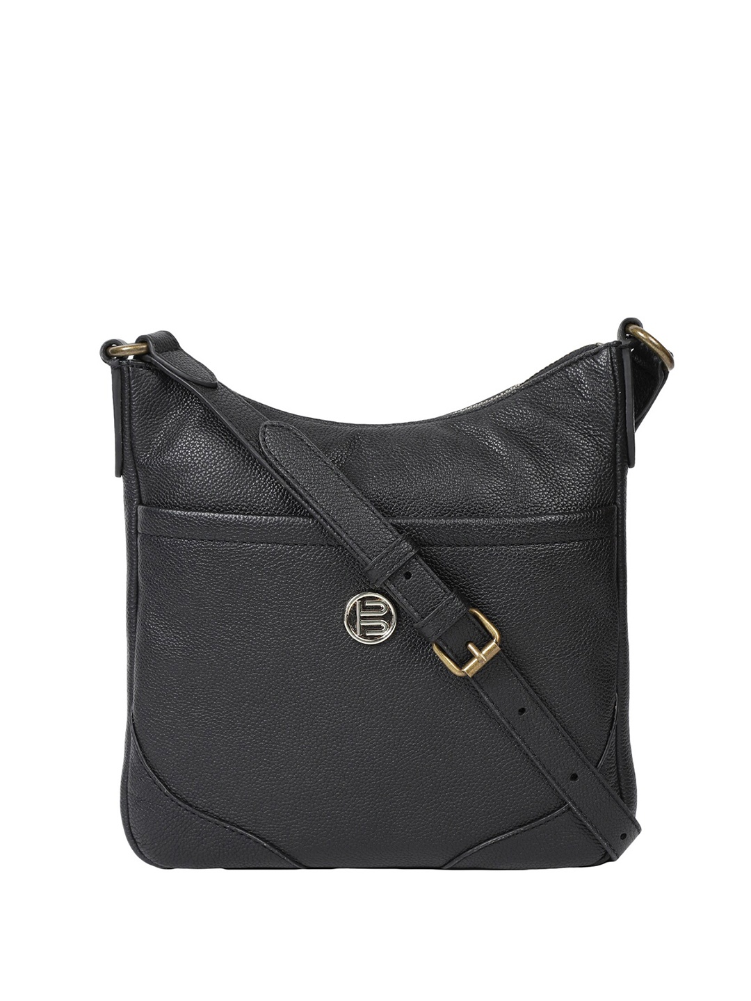 

BAGATT Campania Women Textured Leather Messenger Bag, Black