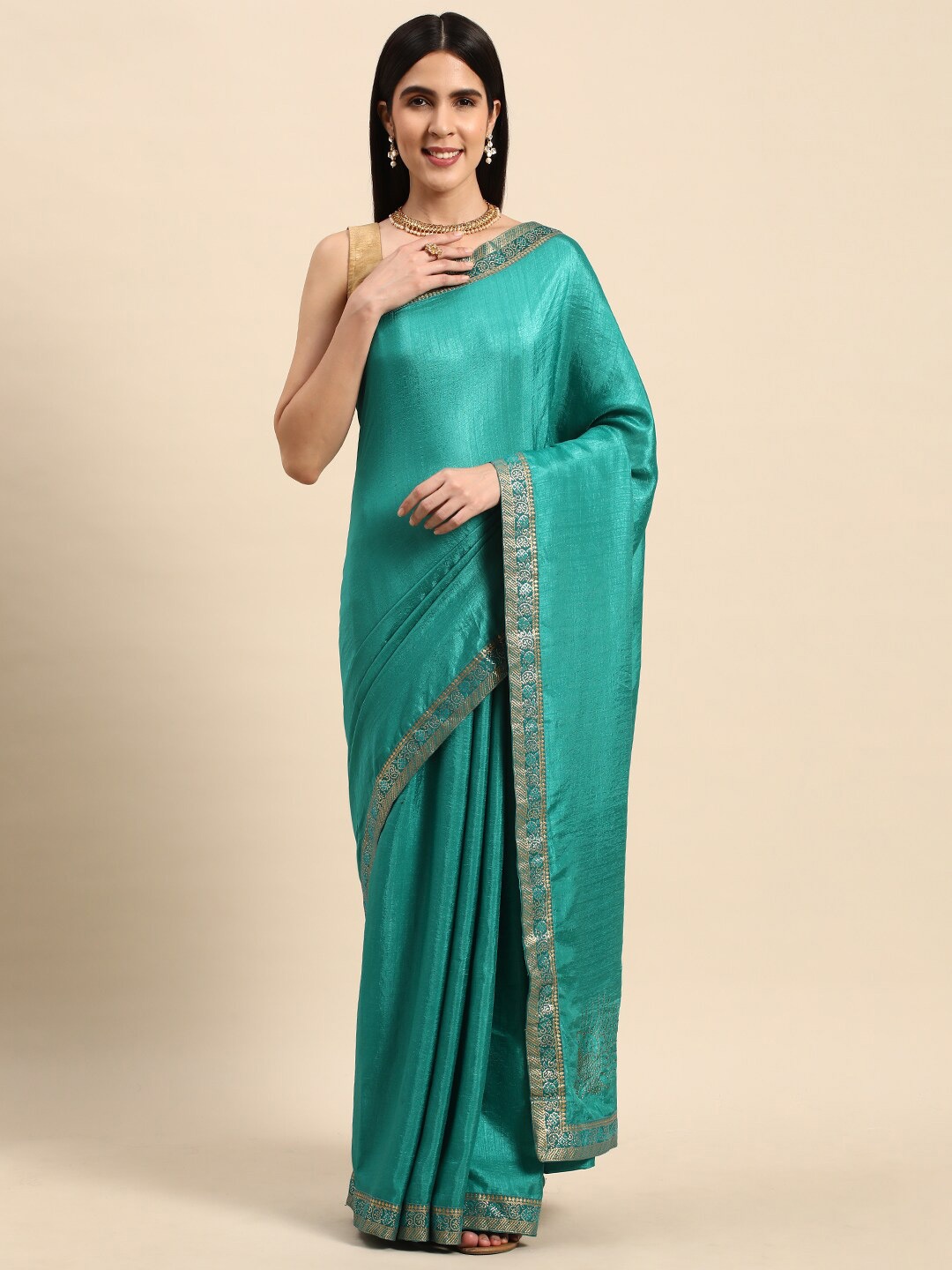

KALINI Zari Pure Silk Saree, Green
