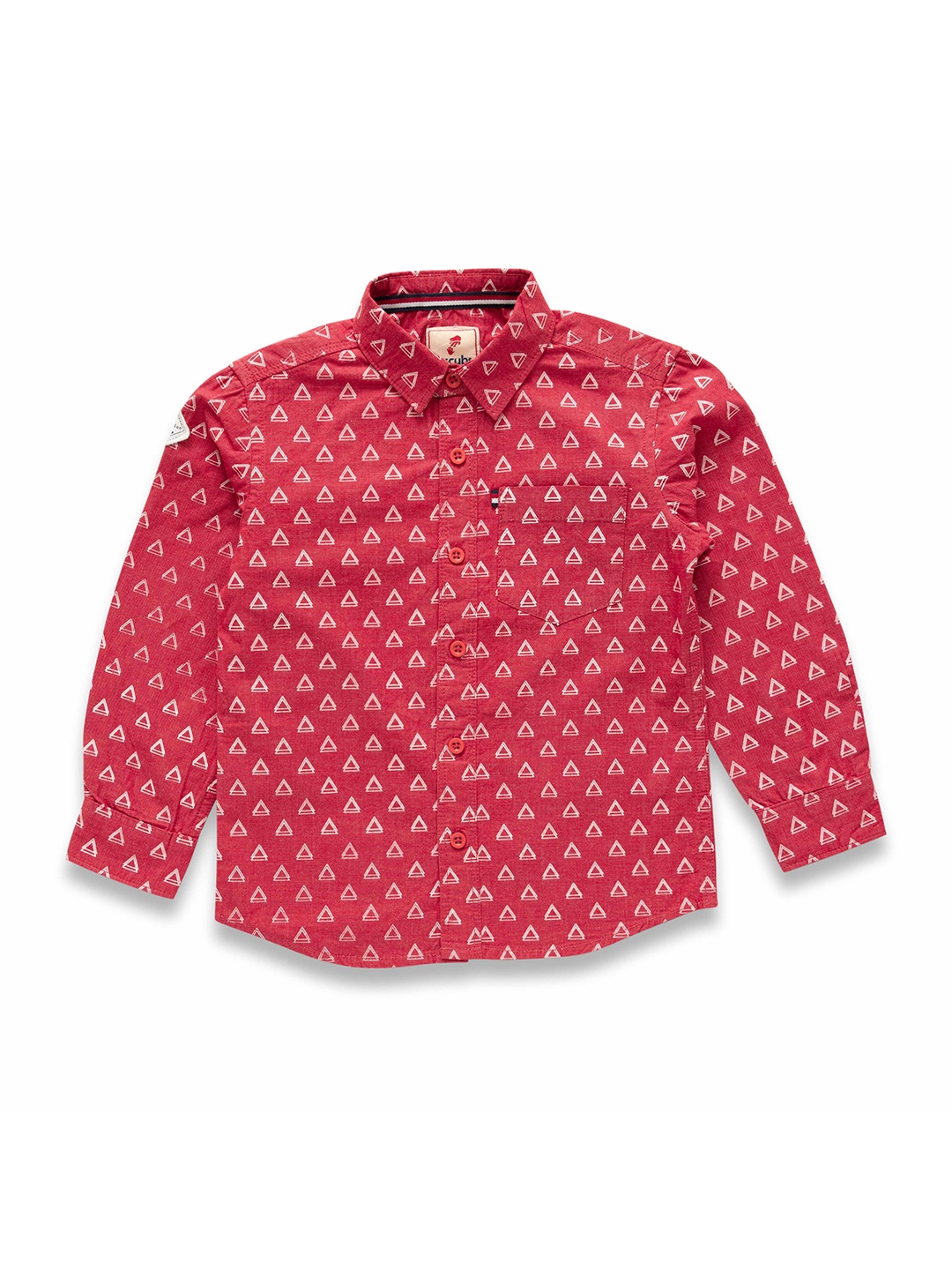 

JusCubs Boys Premium Geometric Printed Cotton Casual Shirt, Red