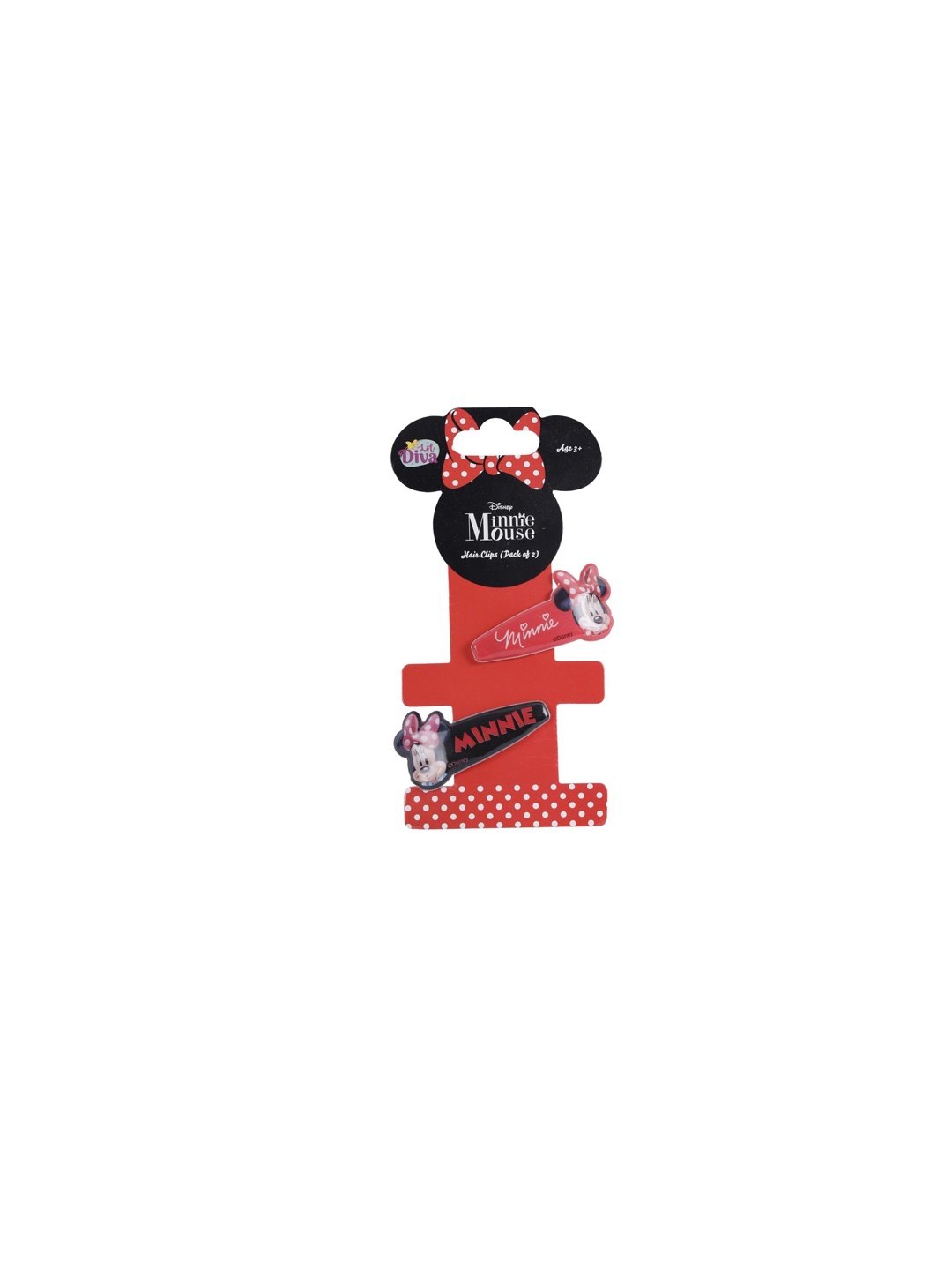 

Lil Diva Kids Set of 2 Minnie Mouse Tic Tac Hair Clip, Red