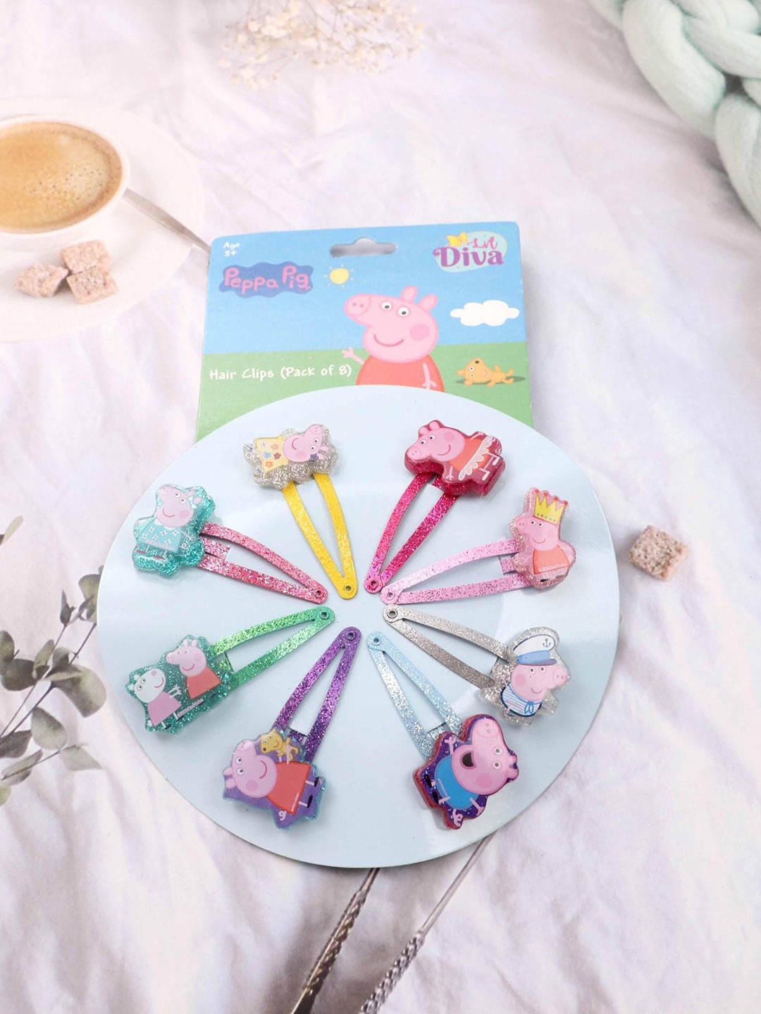 

Lil Diva Set of 8 Peppa Pig Hair Clips, Pink