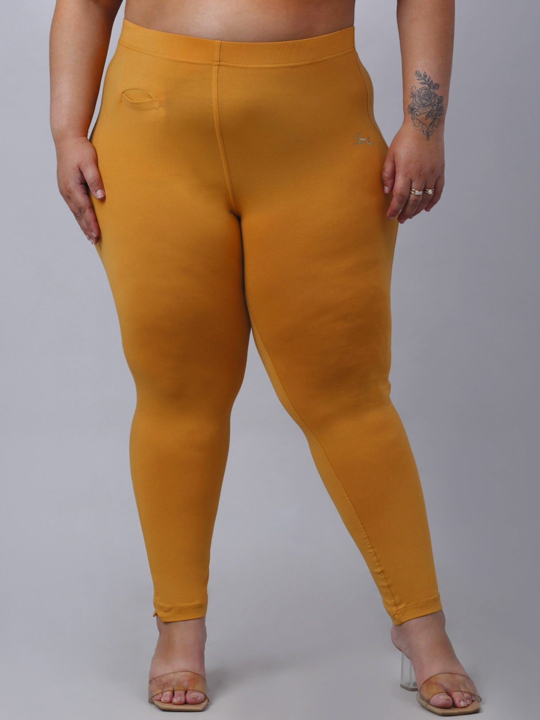 

Trend Level Women Plus Size Super Regular Fit Easy Wash Casual Trousers, Mustard