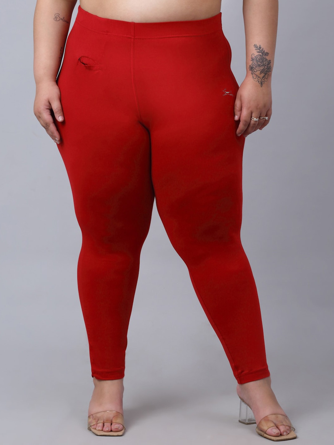 

Trend Level Women Plus Size Super Regular Fit Easy Wash Casual Trousers, Red