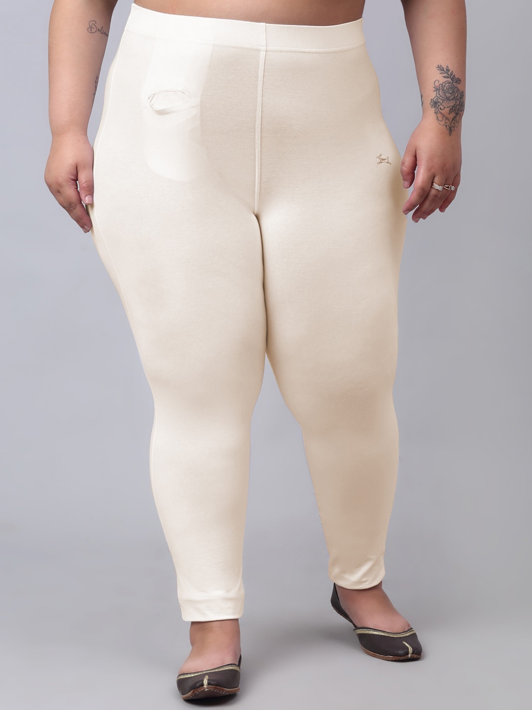 

Trend Level Women Super Plus Size Mid Rise Easy Wash Trousers, Off white