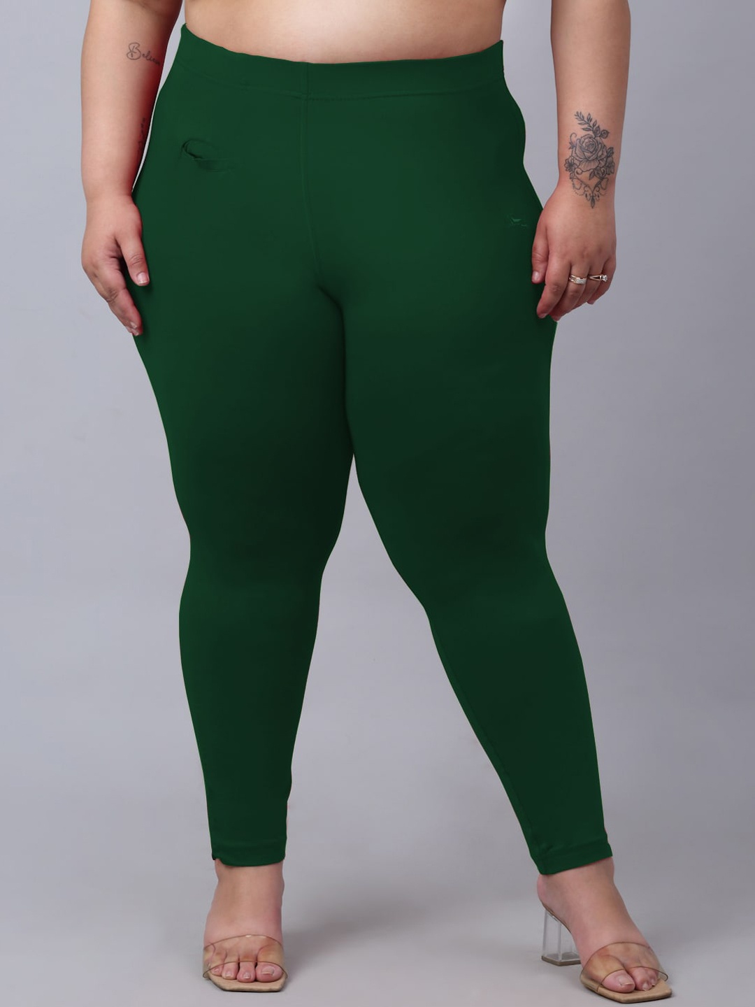 

Trend Level Women Plus Size Super Regular Fit Easy Wash Casual Trousers, Green