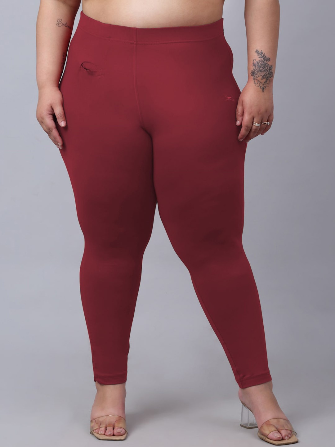 

Trend Level Women Plus Size Super Regular Fit Easy Wash Casual Trousers, Burgundy