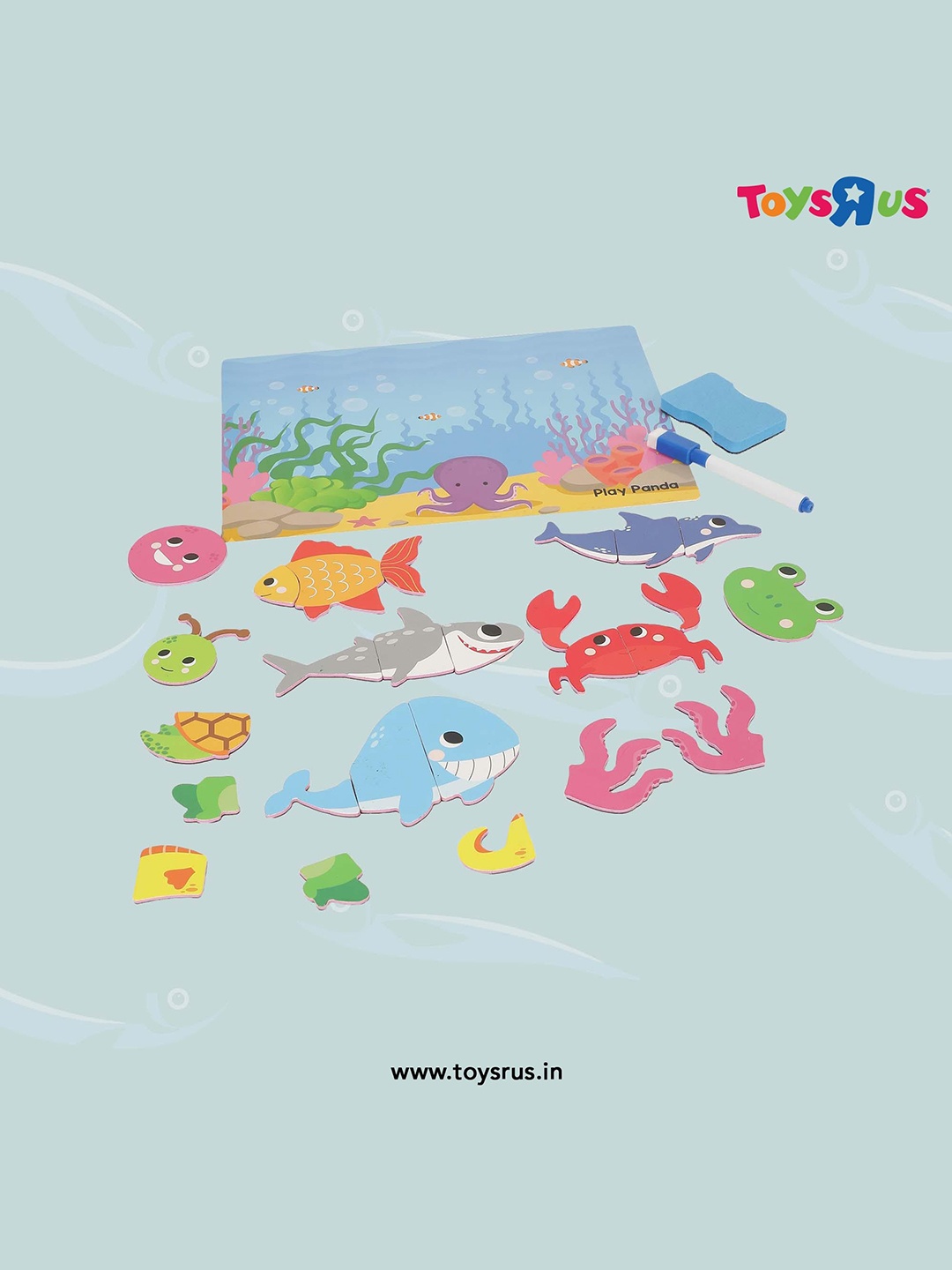 

Play Panda Kids Magnetic Puzzles Aquatic Animals With 30 Big Magnetic Pieces, Blue