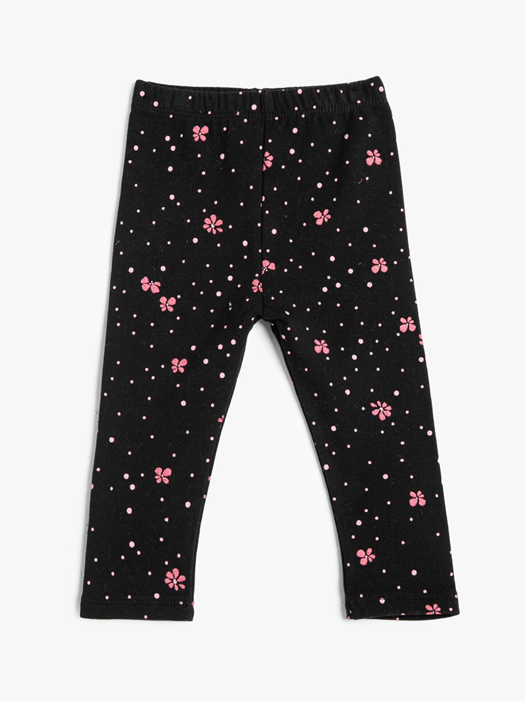 

Koton Infant Girls Floral Printed Churidar-length leggings, Black