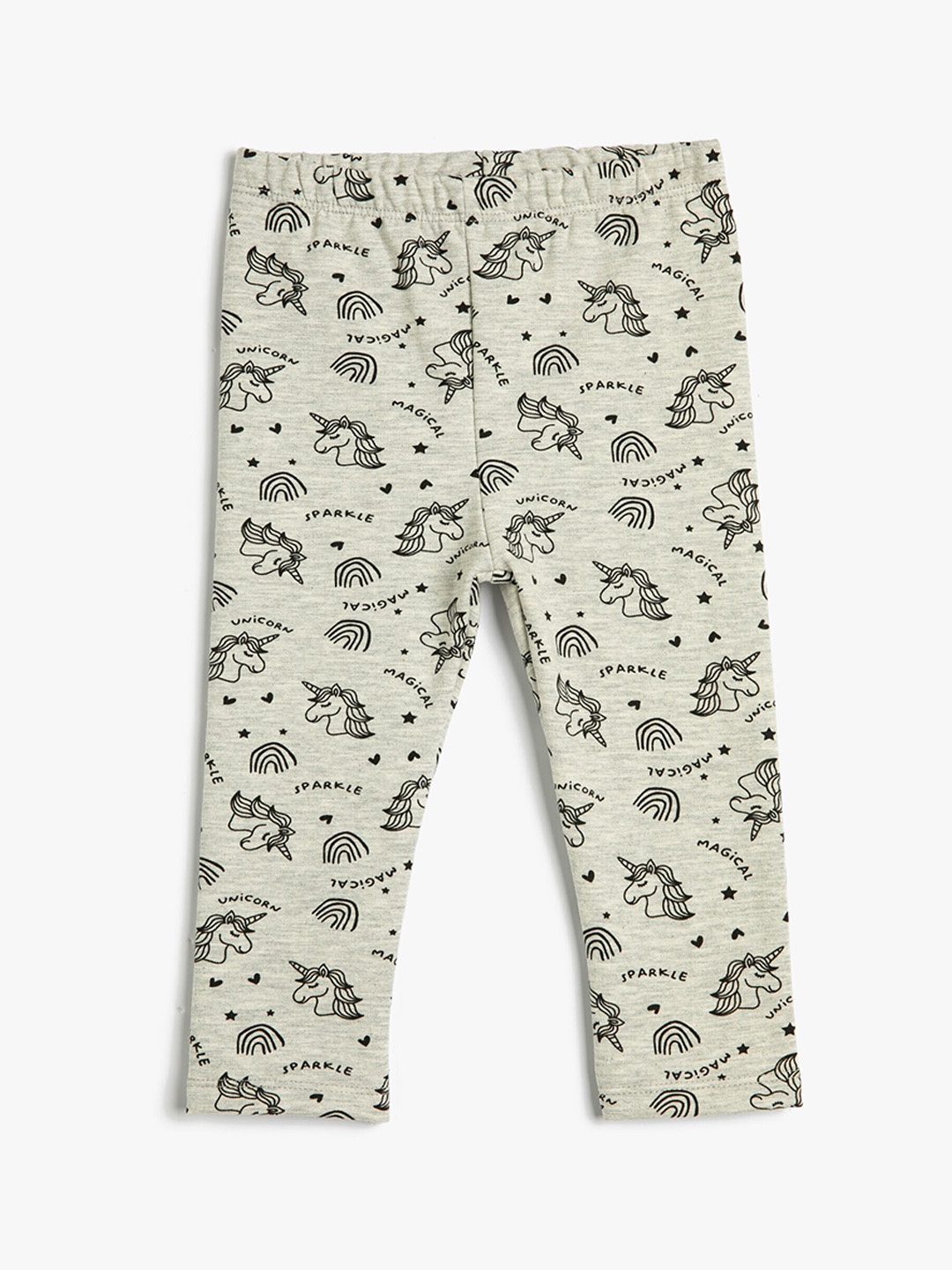 

Koton Infant Girls Unicorn Printed Ankle-Length Leggings, Grey