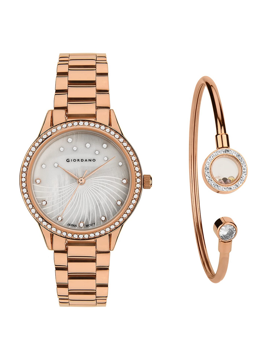 

GIORDANO Women Analogue Watch Gift Set GZ-60037-11, Rose gold