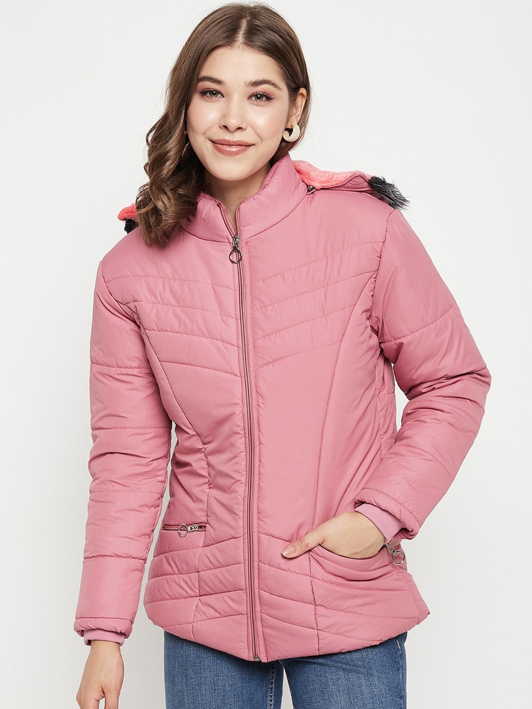 

BETTER THINK Hooded Lightweight Longline Parka Jacket, Peach