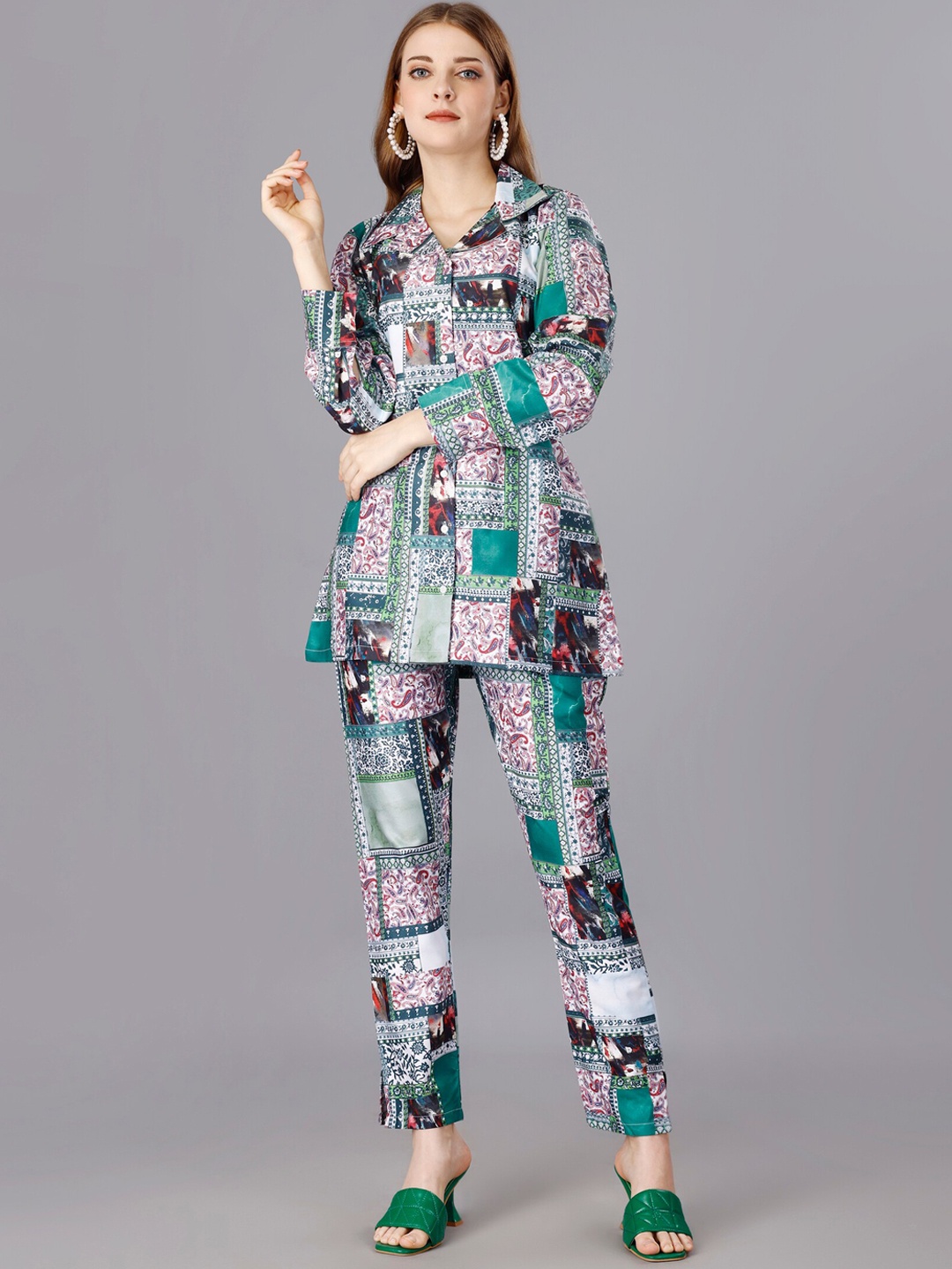 

UDBHAV TEXTILE Printed Shirt With Trousers, Green