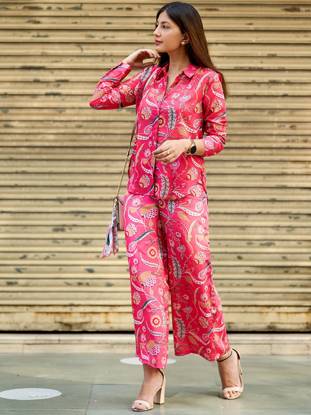 

UDBHAV TEXTILE Floral Printed Tunic With Trouser, Pink