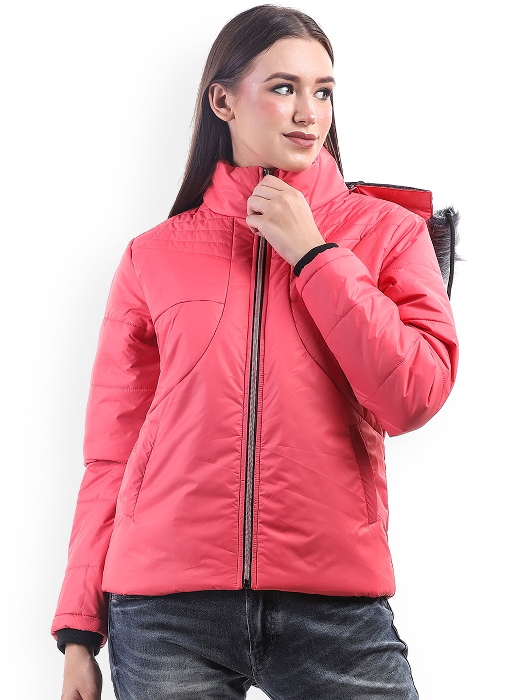 

BETTER THINK Hooded Lightweight Parka Jacket, Peach