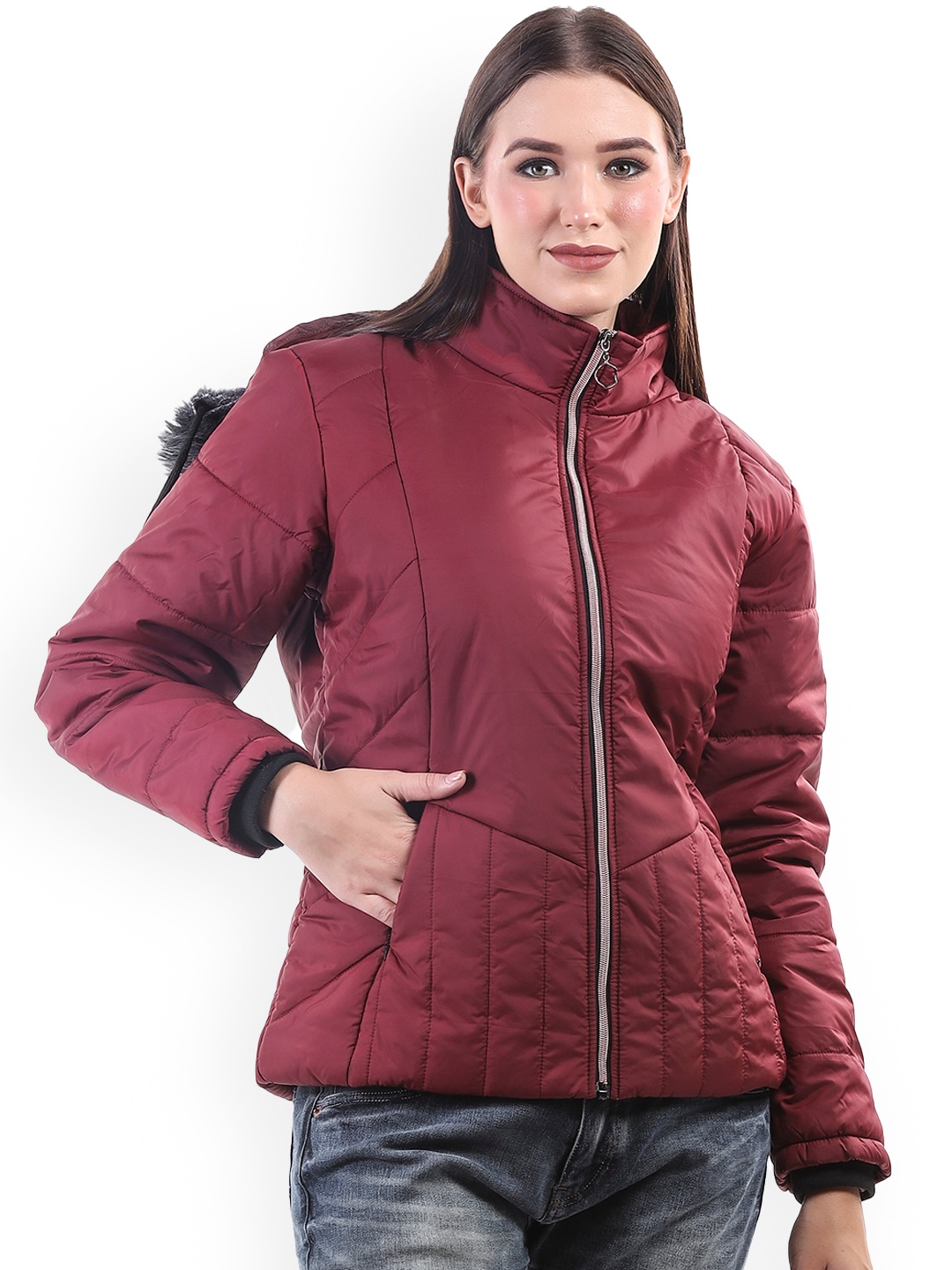 

BETTER THINK Hooded Lightweight Parka Jacket, Maroon