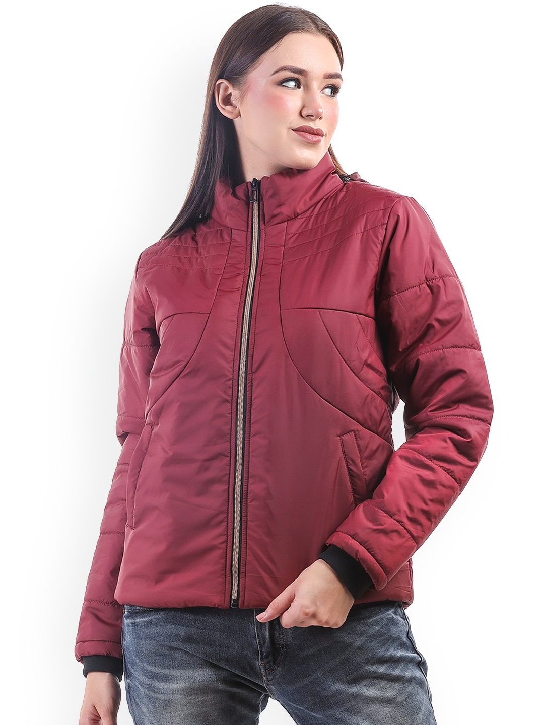 

BETTER THINK Hooded Lightweight Padded Jacket, Maroon