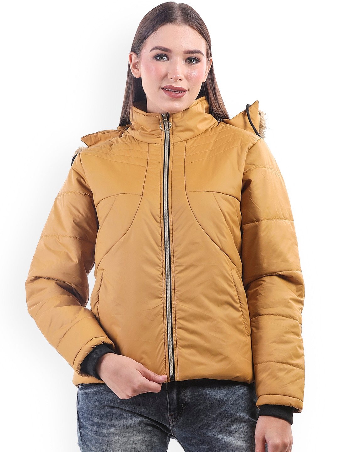 

BETTER THINK Hooded Lightweight Padded Jacket, Mustard