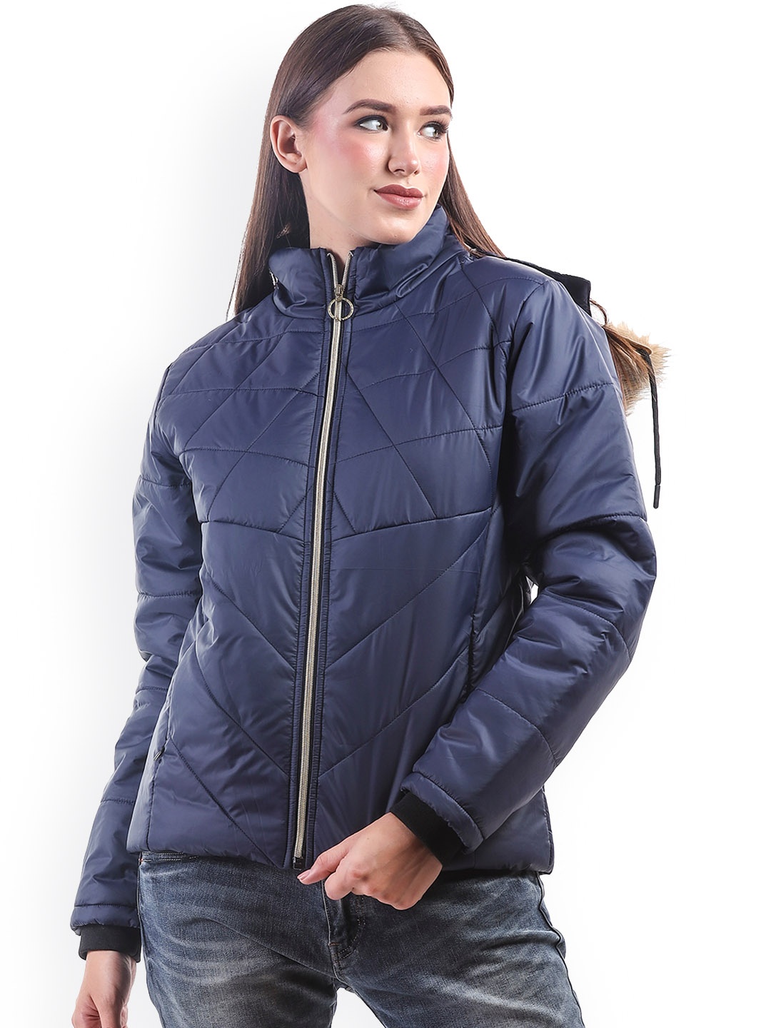 

BETTER THINK Hooded Lightweight Parka Jacket, Navy blue