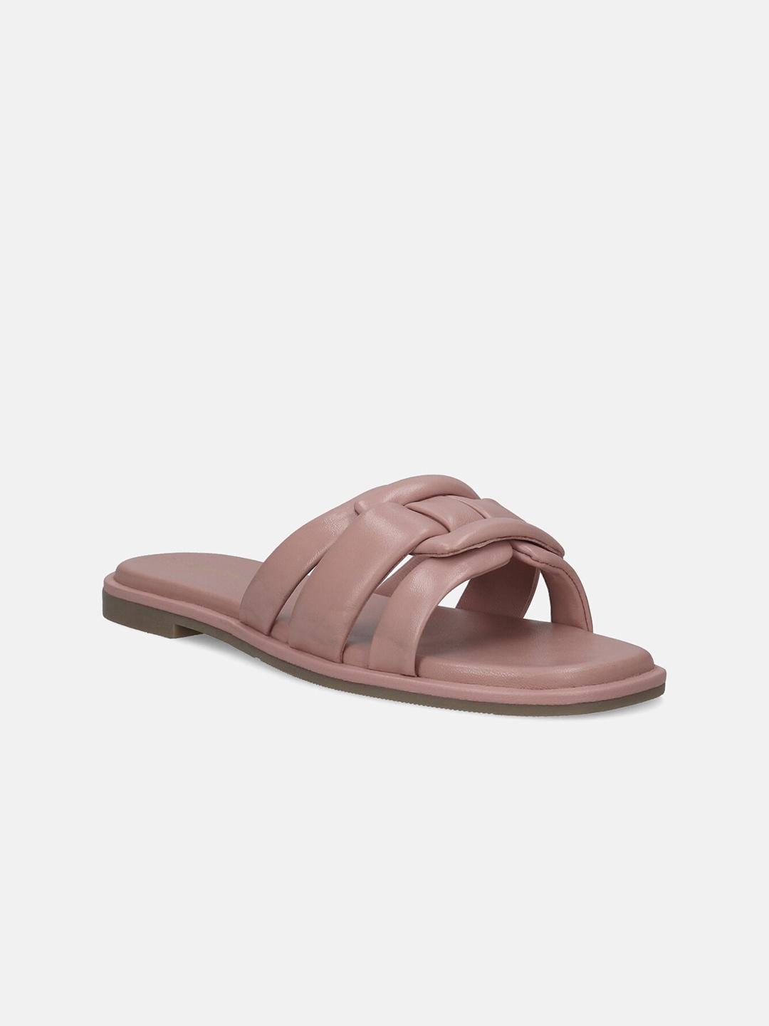 

BAGATT Flower Strappy Leather Open Toe Flats, Rose