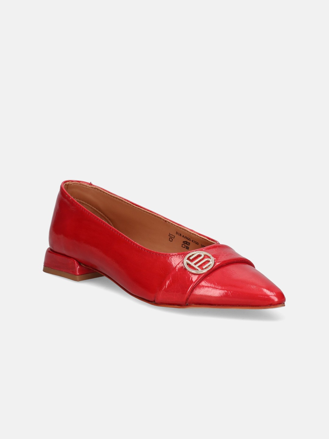 

BAGATT Genevi Pointed Toe Leather Ballerinas, Red