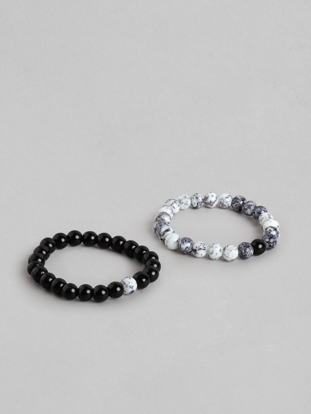 

PARIS HAMILTON Unisex Pack Of 2 Beaded Bracelets, Black