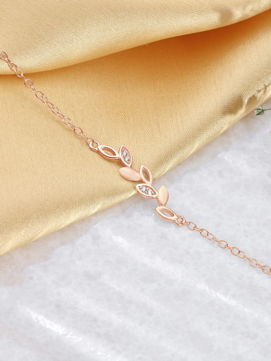 

Zavya Women 925 Sterling Silver Cubic Zirconia Rose Gold-Plated Link Bracelet