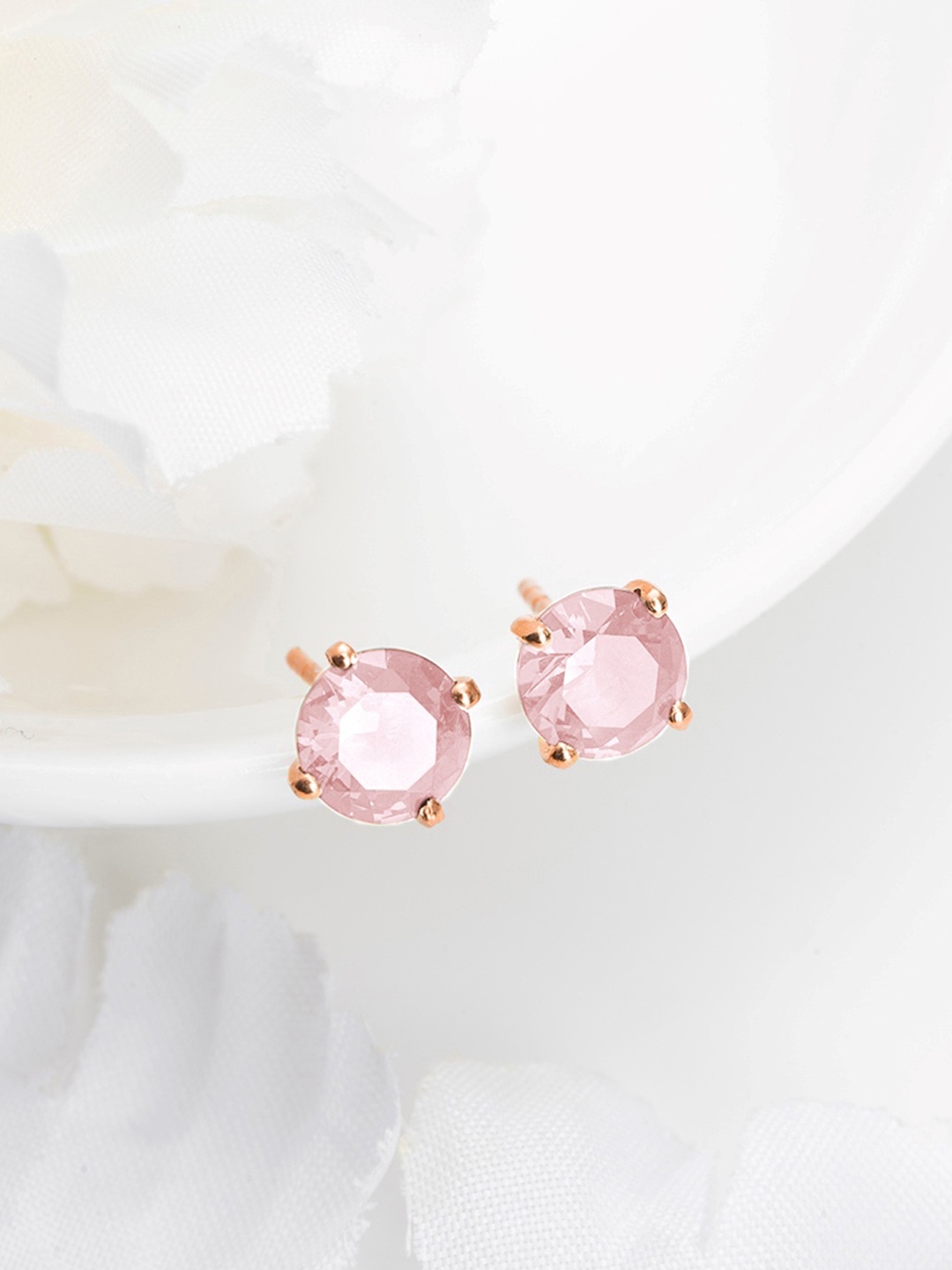

Zavya Rose Gold & Pink Square Studs Earrings