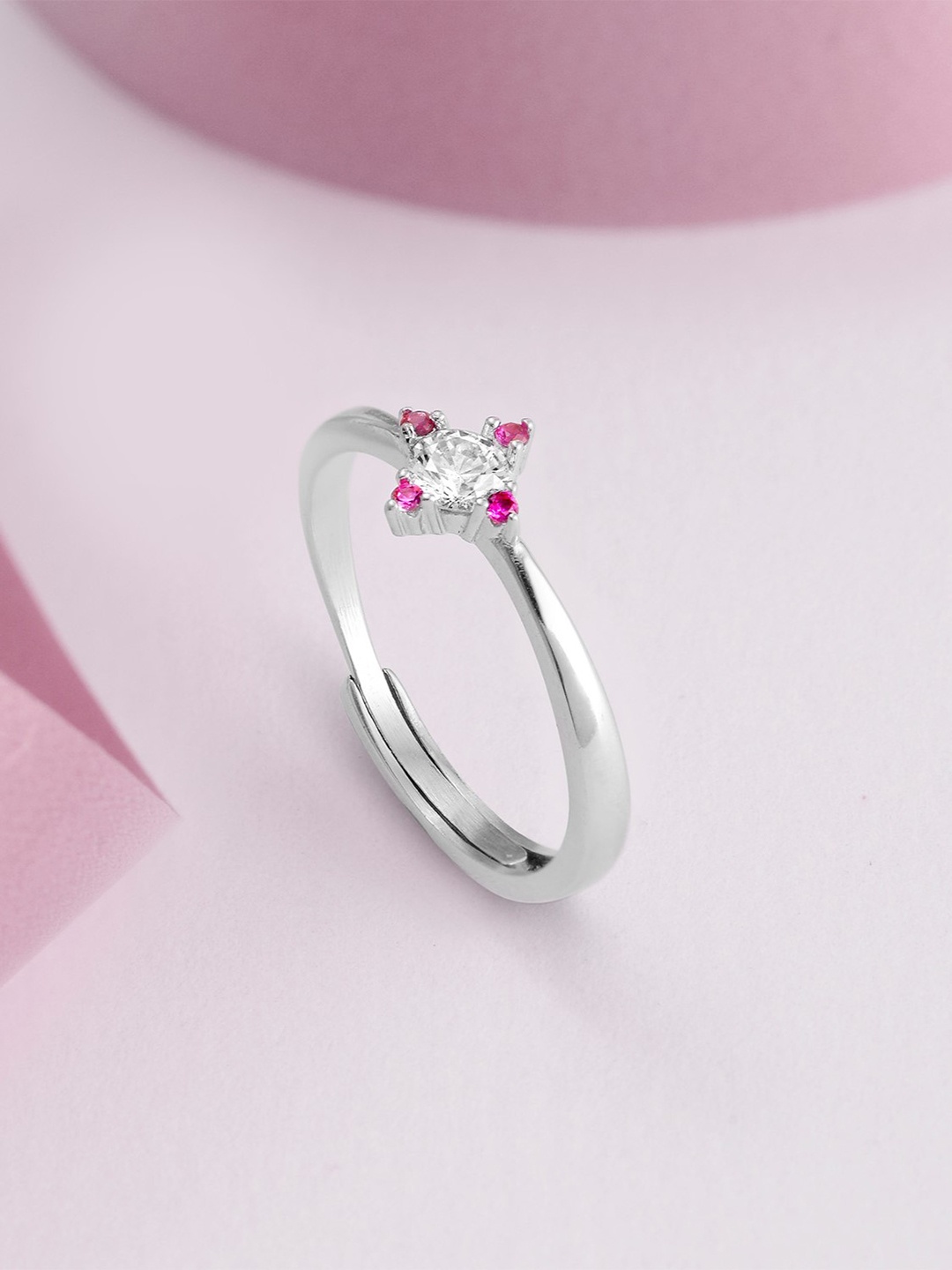 

Zavya Women Rhodium-Plated CZ 925 Pure Sterling Silver Finger Ring