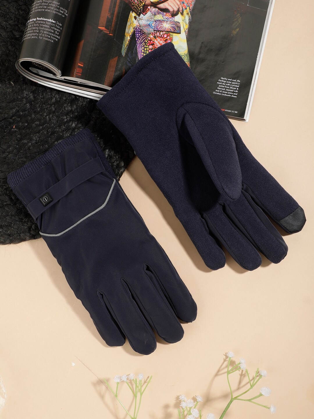 

ELLIS Men Windstorm Acrylic Riding Gloves, Navy blue