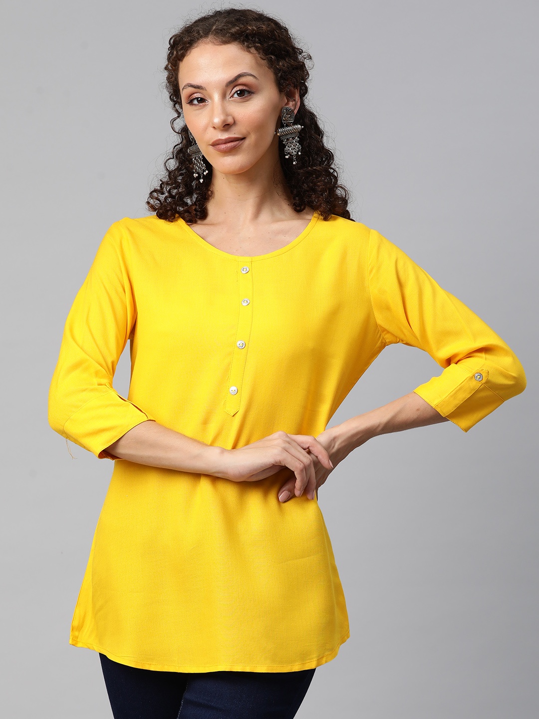 

Readiprint Solid Longline A-Line Top, Yellow