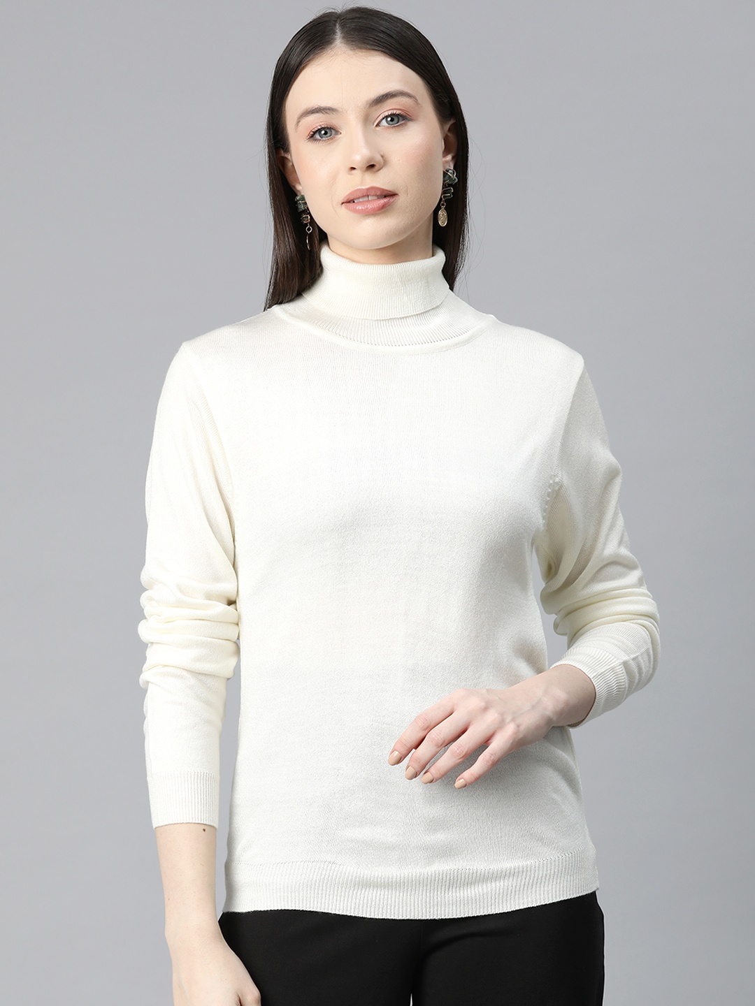 

Pierre Carlo Women Solid Acrylic Pullover Sweater, Off white