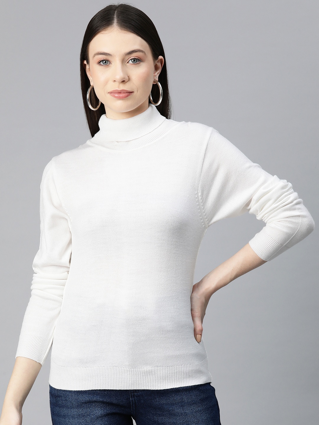 

Pierre Carlo Women Solid Acrylic Pullover Sweater, White