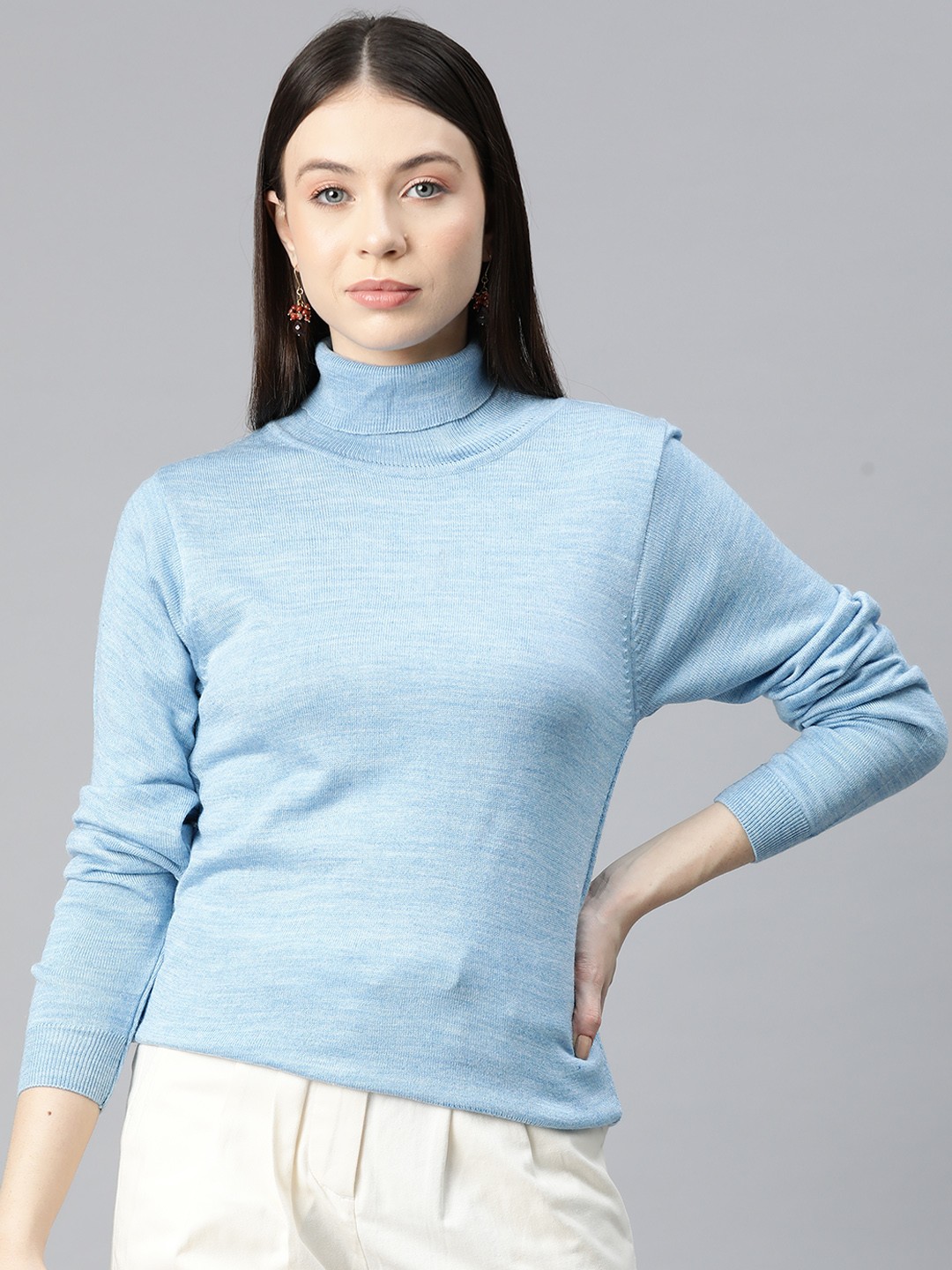 

Pierre Carlo Women Solid Acrylic Pullover Sweater, Blue