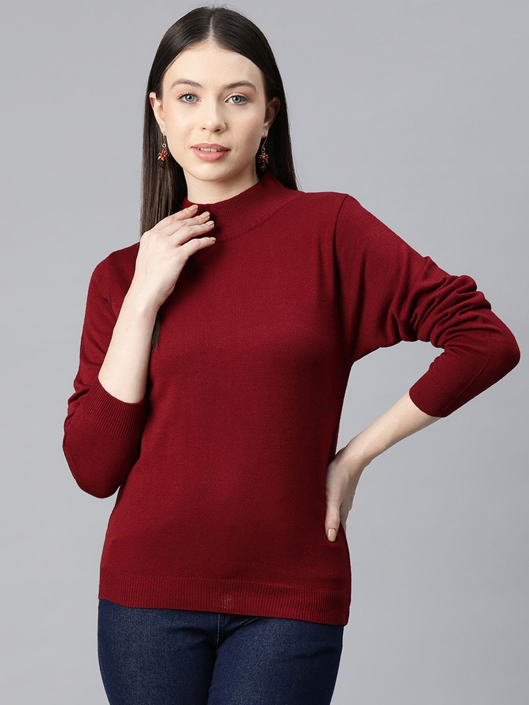 

Pierre Carlo Women Solid Acrylic Pullover Sweater, Rust