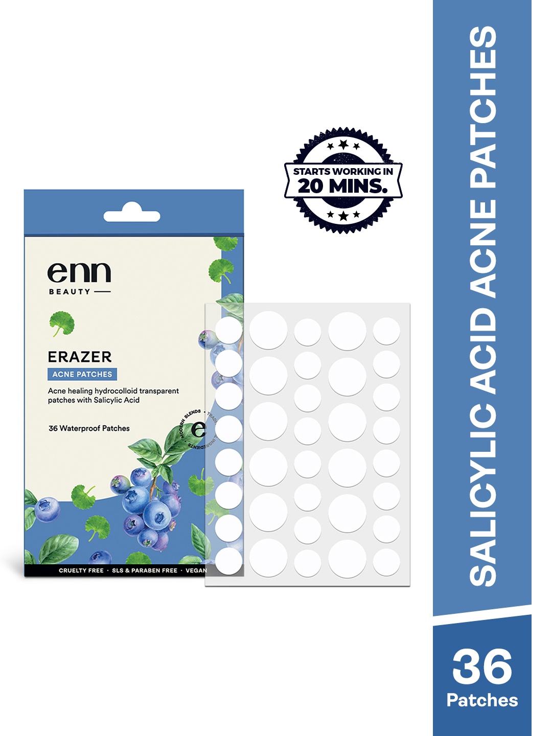 

ENN Spot Removal Waterproof Non-Drying Acne Pimple Patch with Salicylic Acid - 36 Patches, White