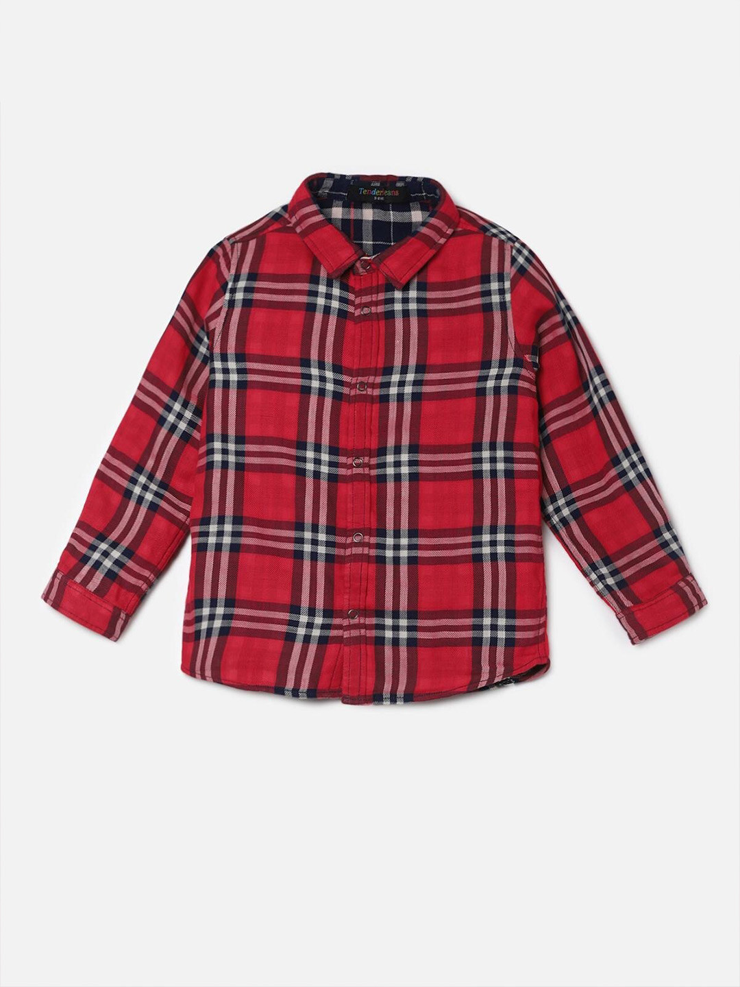 

UrbanMark Boys Checked Classic Cotton Casual Shirt, Red