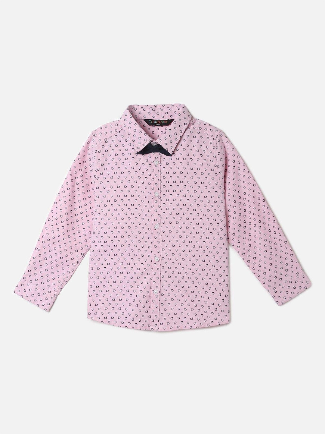 

UrbanMark Boys Micro Ditsy Printed Spread Collar Cotton Casual Shirt, Pink