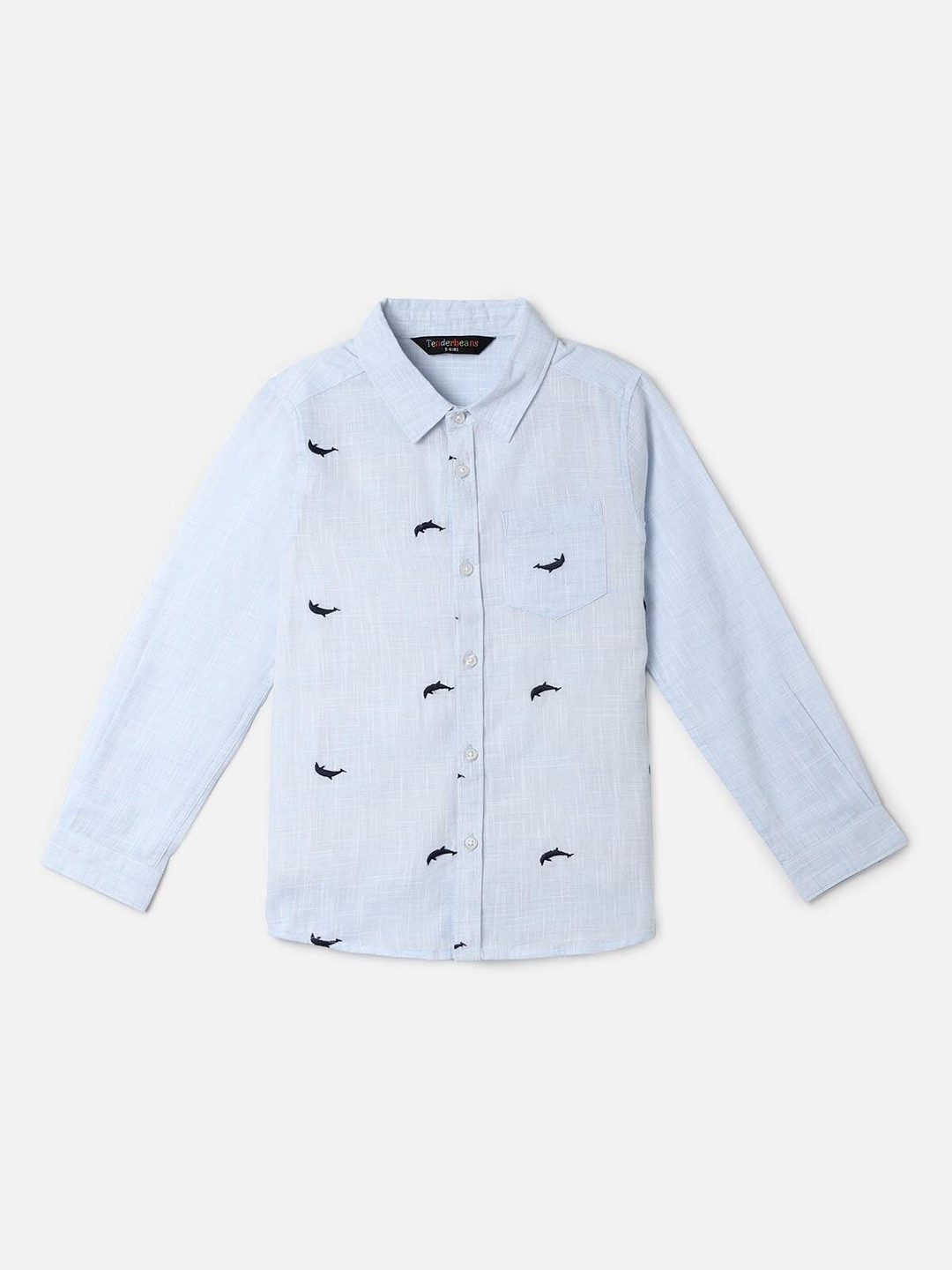 

UrbanMark Boys Conversational Printed Pure Cotton Casual Shirt, Blue