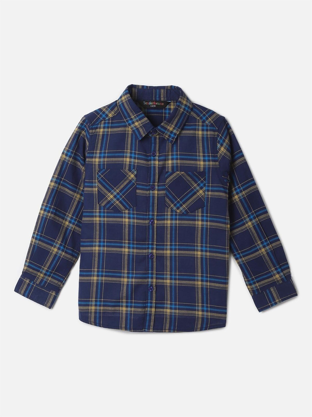 

UrbanMark Boys Tartan Checked Pure Cotton Casual Shirt, Navy blue