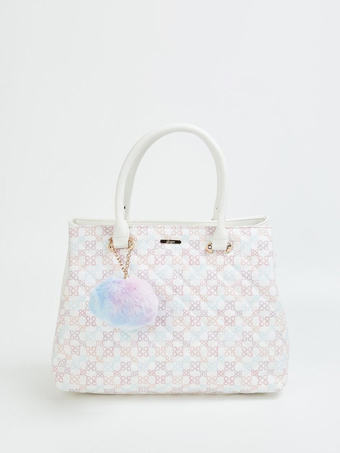 

Ginger by Lifestyle Printed Structured Handheld Bag, White