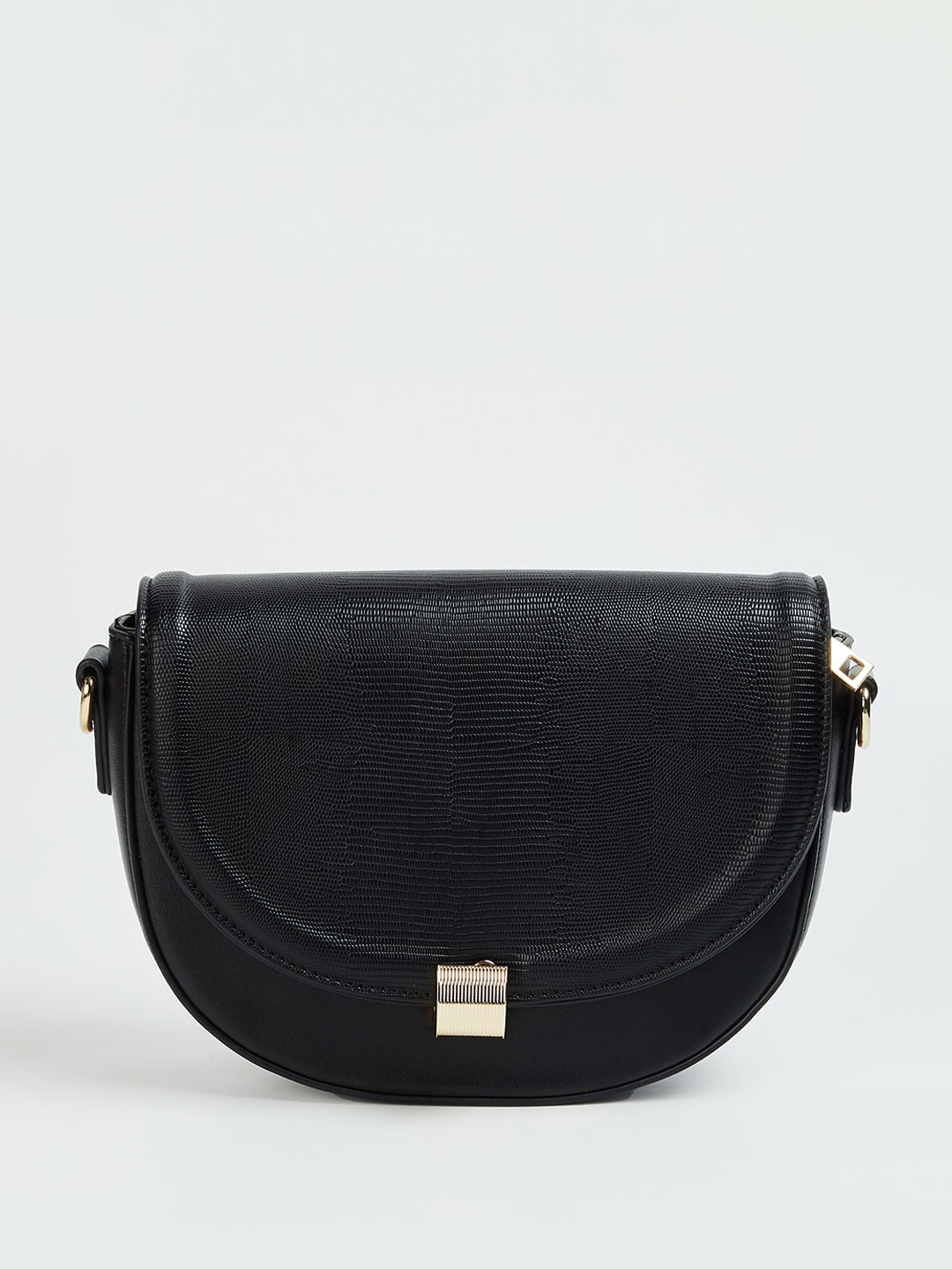 

CODE by Lifestyle Animal Textured Half Moon Sling Bag, Black