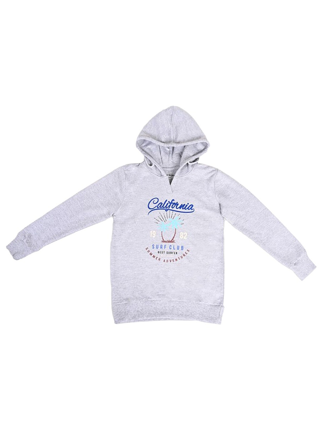 

UrbanMark Boys Typography Printed Hooded Cotton Sweatshirt, Grey melange